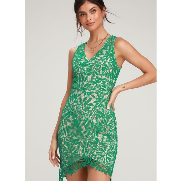 Lulus Dresses & Skirts - Lulu's Amberley Green Lace Sleeveless Bodycon Dress